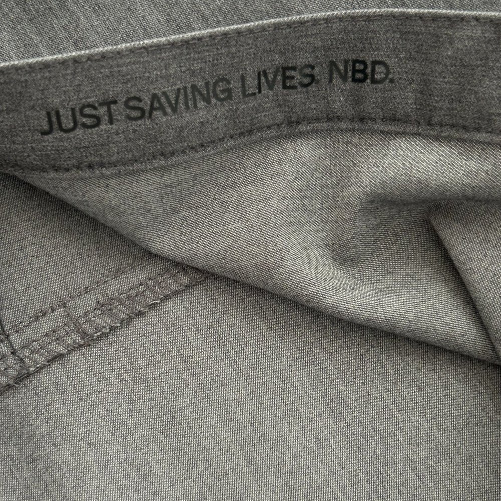 Figs Gray Boxy Button Down Shirt with Mandarin Collar - Picture 6 of 9